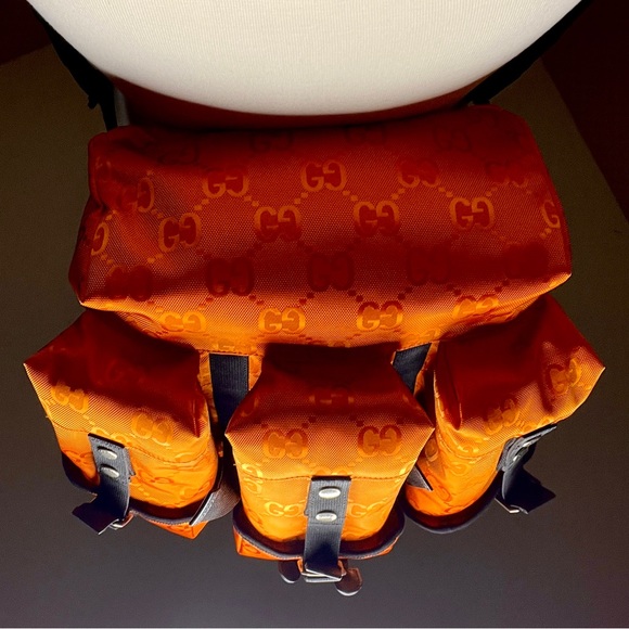 GUCCI Off The Grid Backpack Econyl Orange GG Logo Sustainable Rucksack Luxurious - Picture 6 of 16